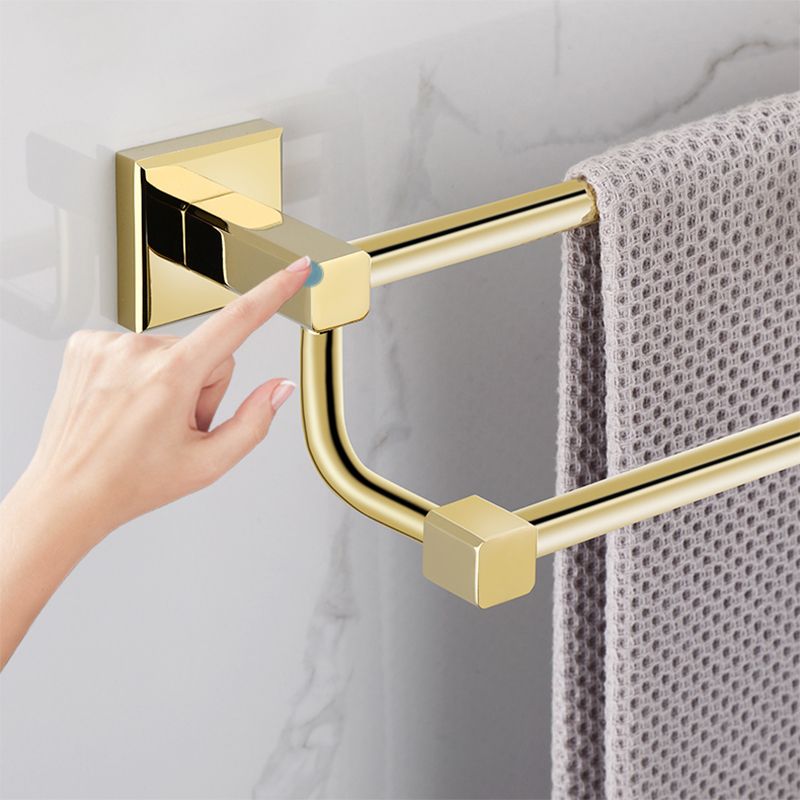 Avtoit | Gold Modern Bathroom Set, Polished Gold, 4 Pieces, Towel Holder, Paper Holder