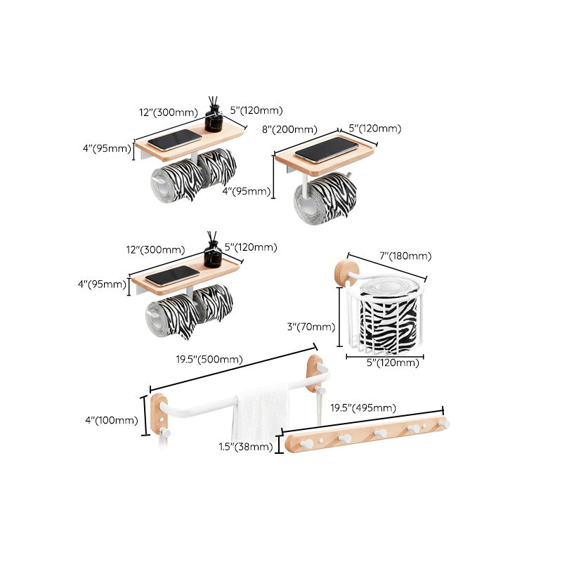 Avtoit | White 7-piece bathroom accessory set wood and metal bath set
