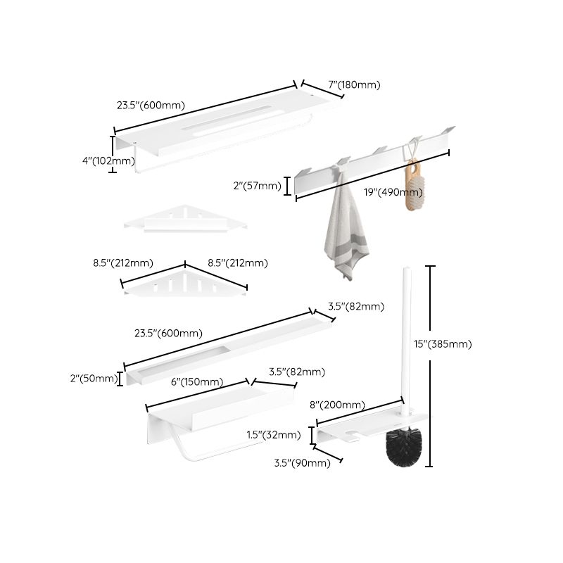 Avtoit | Modern White Bathroom Accessories Set Bathroom Shelf Paper Holder Bathroom Accessories Kit
