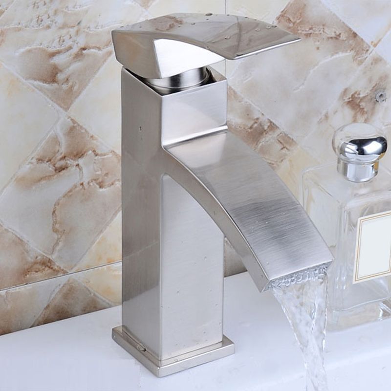 Avtoit | Cubic Chrome Bathroom Faucet Low Arc Single Lever Basin Faucet