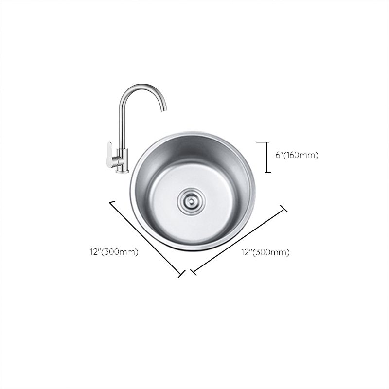 Avtoit | Round Single Bowl Kitchen Sink Stainless Steel Sink with Drain Strainer Set