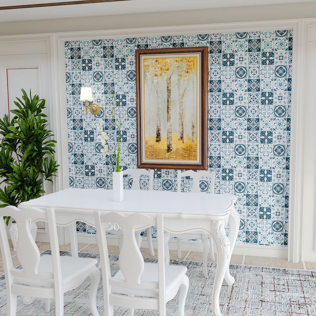 Avtoit | Plastic Peel & Stick Tile Square Stain Resistant Wallpaper for Back Wall