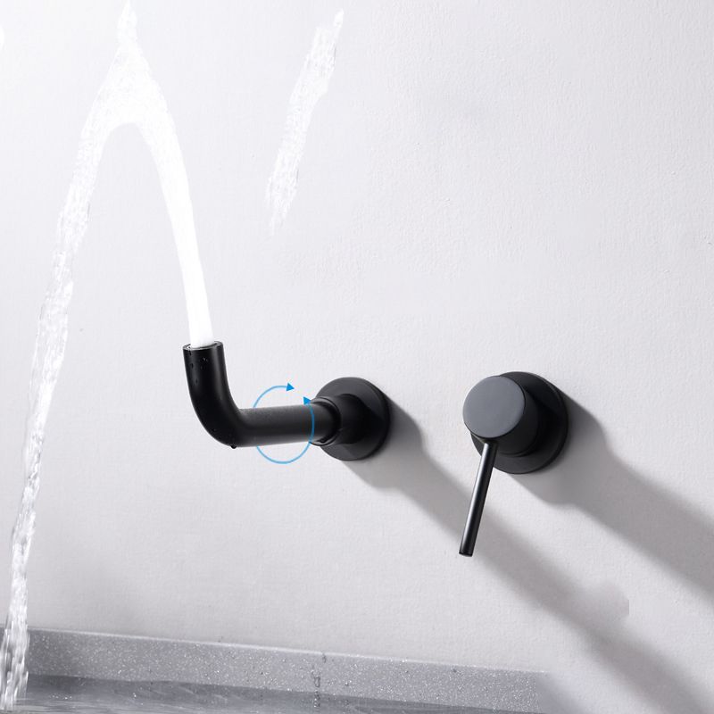 Avtoit | Round Single Handle Bathroom Faucet 2-Hole Wall Mounted Bathroom Faucet with Swivel Head