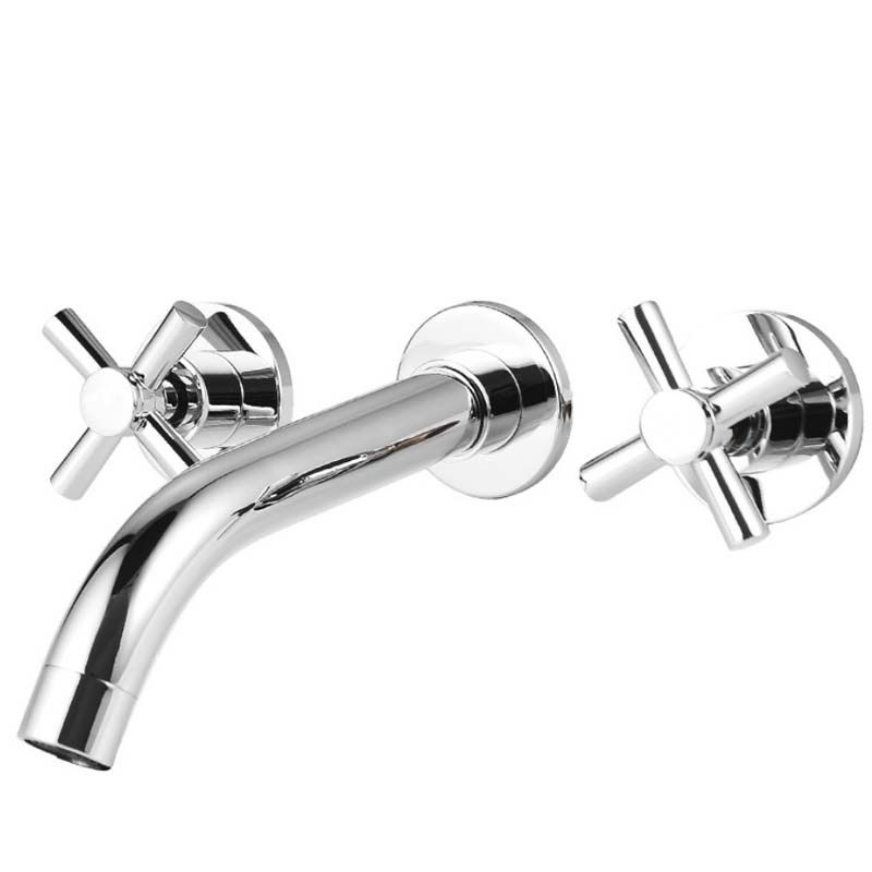 Avtoit | Modern Cross Handle Faucet Monochrome Wall Mounted Bathroom Faucet