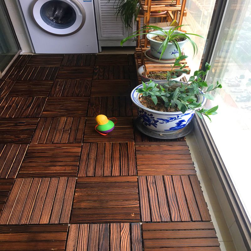 Avtoit | Farmhouse square tile floor brown pine wood for patio garden