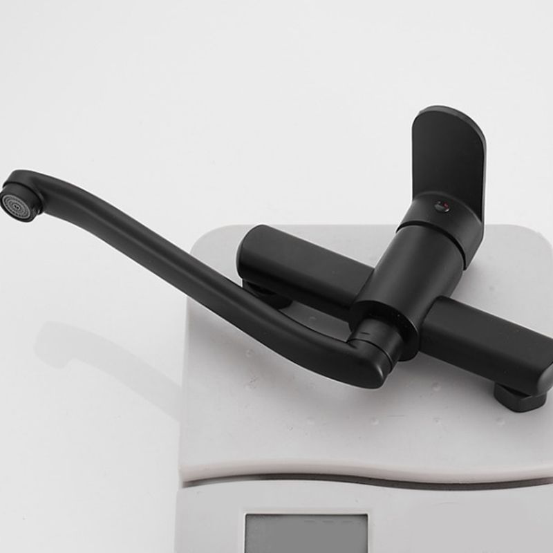 Avtoit | Low-Arc Bathtub Filler Black Lever Wall-Mounted Copper Bathtub Filler