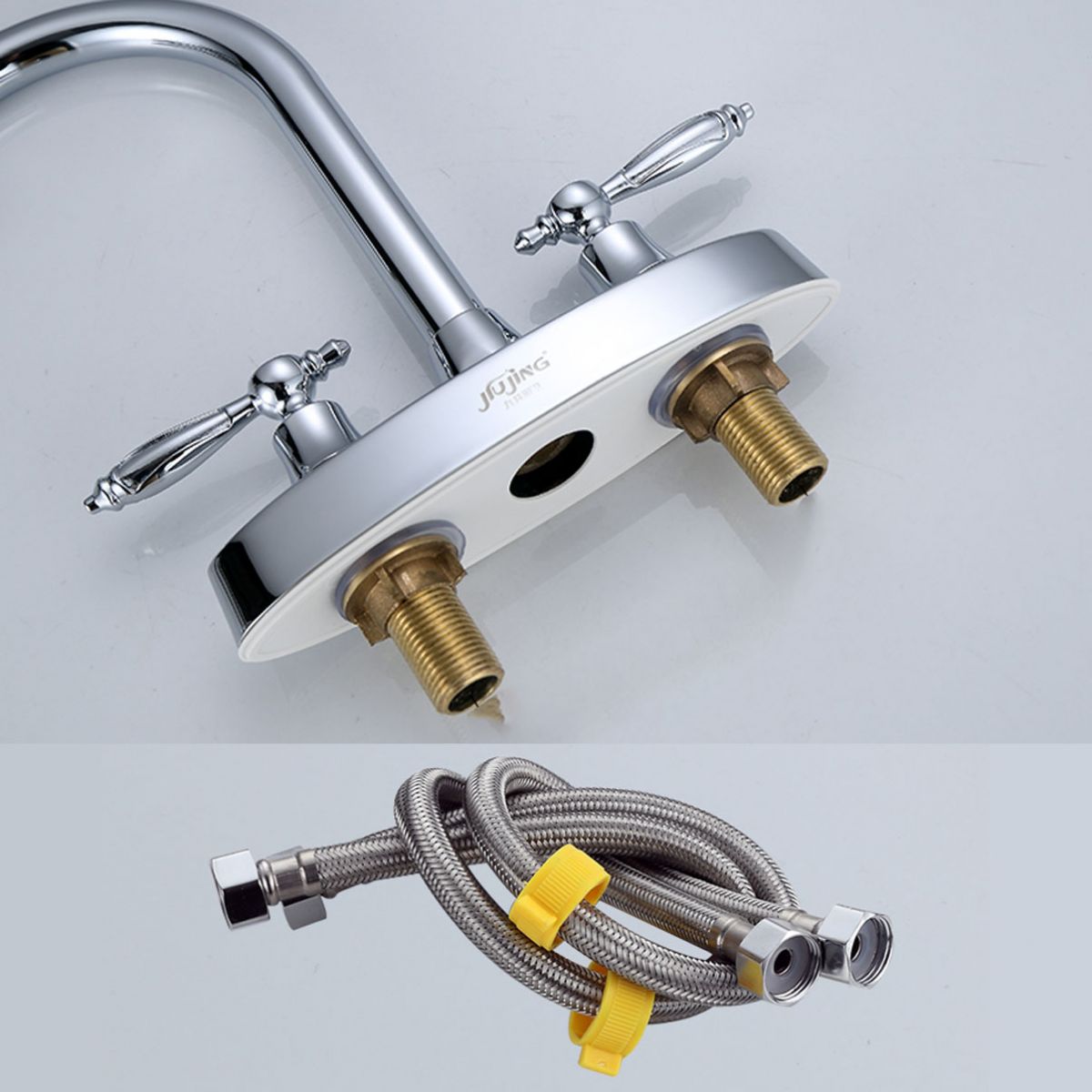 Avtoit | Three-Hole Centerset Bathroom Sink Faucet Contemporary Brass Faucet