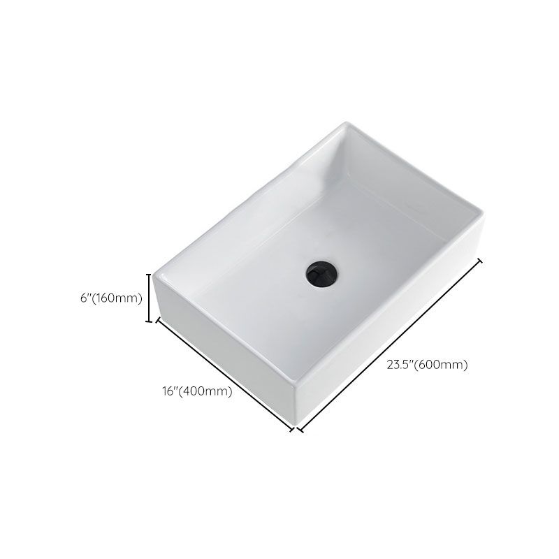 Avtoit | Contemporary Bathroom Sink Porcelain Rectangular Vessel Sink Sink Only
