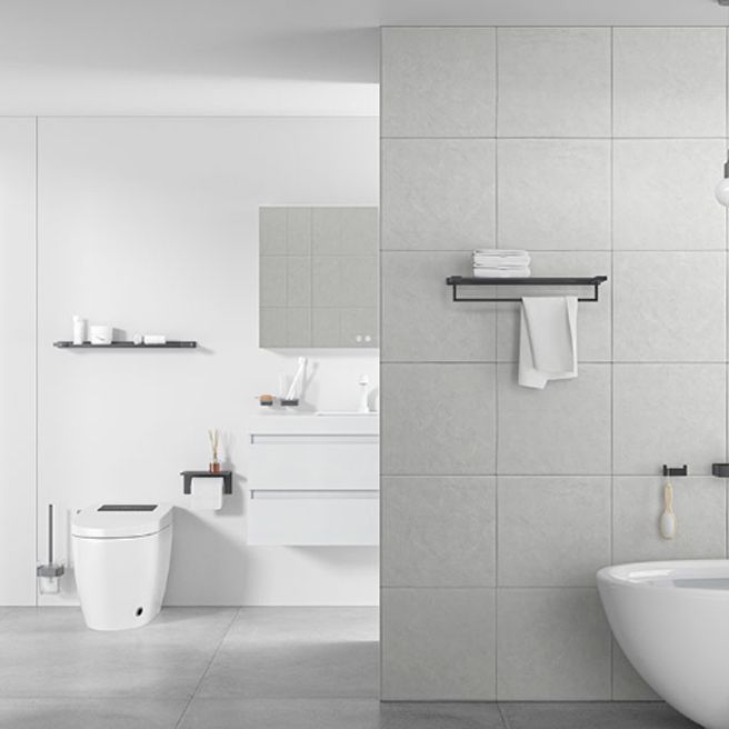 Avtoit | Gray contemporary bathroom accessory set Brushed gray bath shelf/toilet paper holder/towel bar