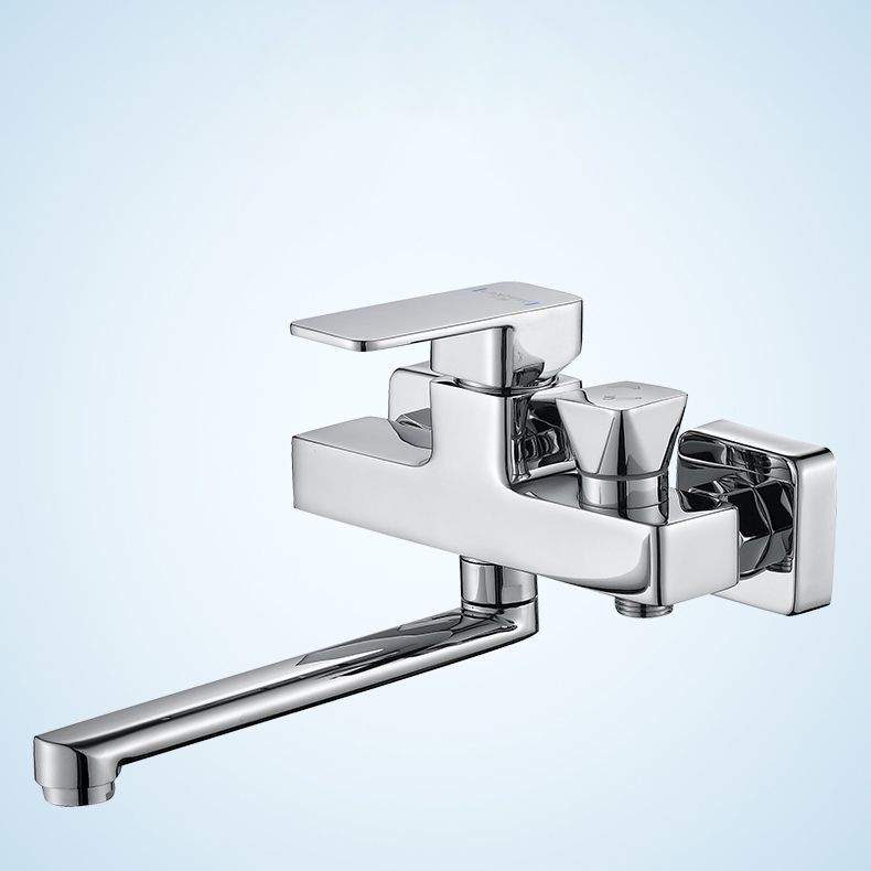 Avtoit | Wall Mounted Bathtub Faucet Trim Polished Chrome Swivel Spout with Hand Shower