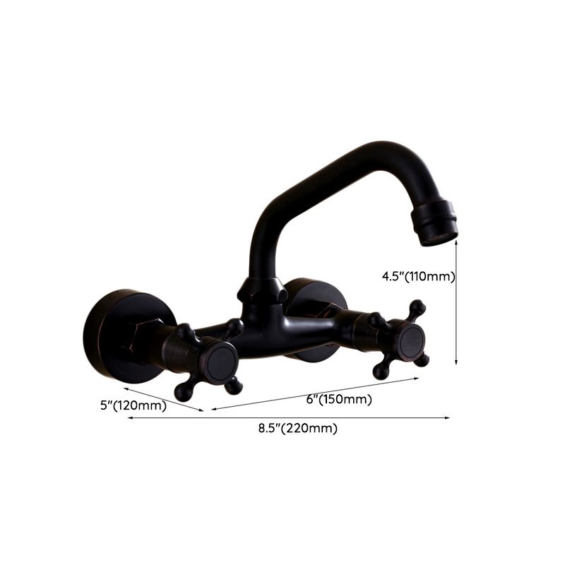 Avtoit | Black Wall-Mounted Bathroom Faucet American Classic Widespread Sink Faucet