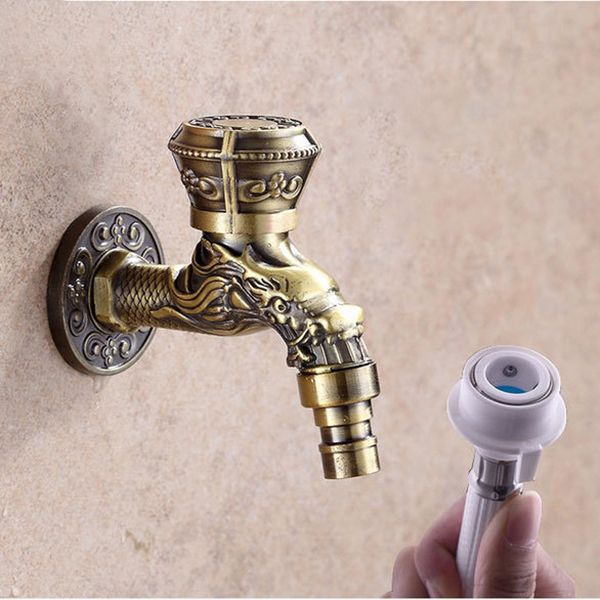 Avtoit | Vintage Classic Sink Faucet Zinc Single Handle Dragon Engraving Wall-Mounted Faucet
