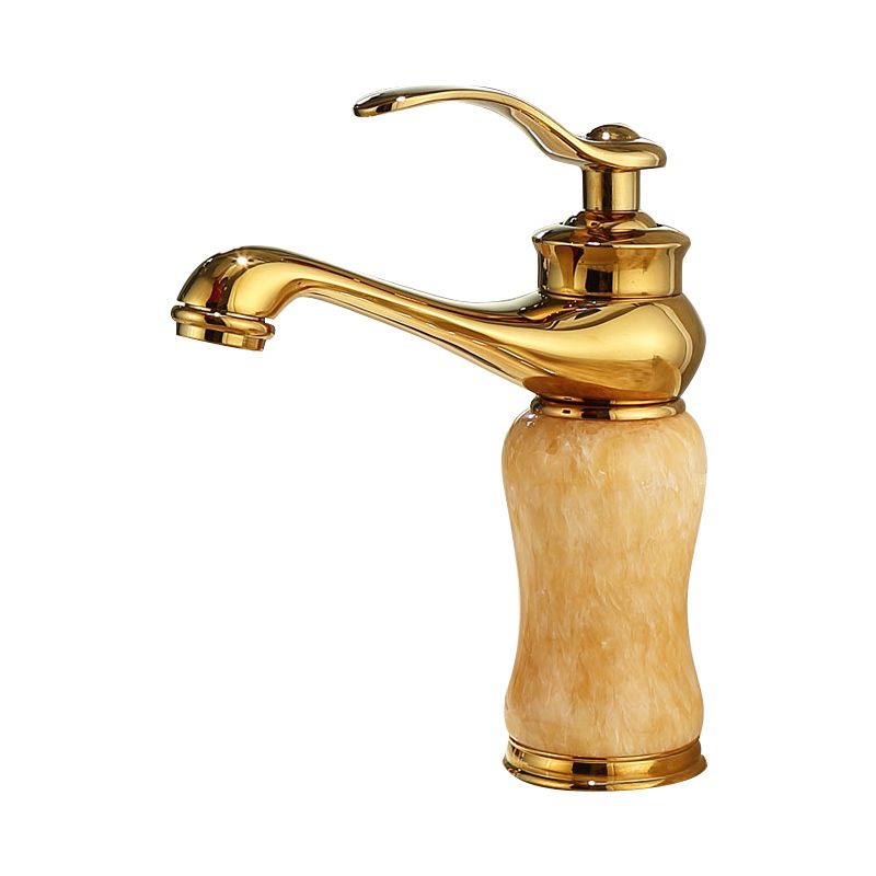 Avtoit | Deck Mounted Copper Tub Faucet Low Arc Roman Tub Faucet Set with Jade