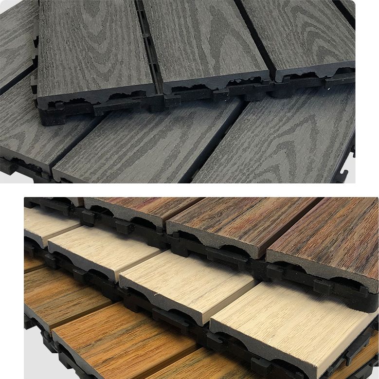Avtoit | Composite Square Patio Tiles Interlocking Striped Pattern Patio Floor Tiles