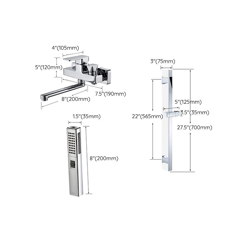 Avtoit | Wall Mounted Bathtub Faucet Trim Polished Chrome Swivel Spout with Hand Shower
