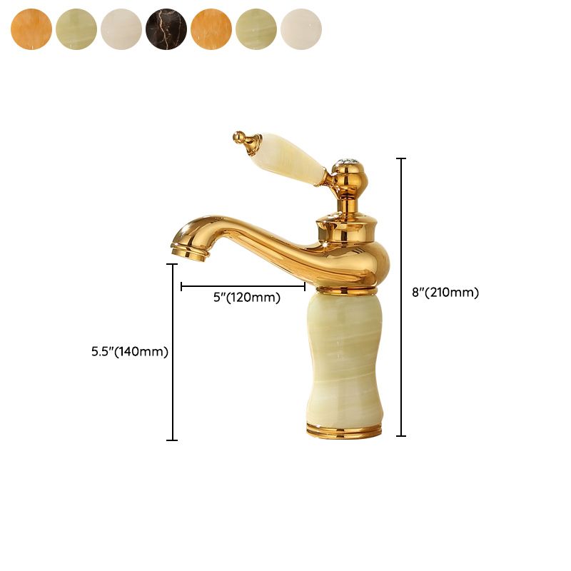 Avtoit | Deck Mounted Copper Tub Faucet Low Arc Roman Tub Faucet Set with Jade
