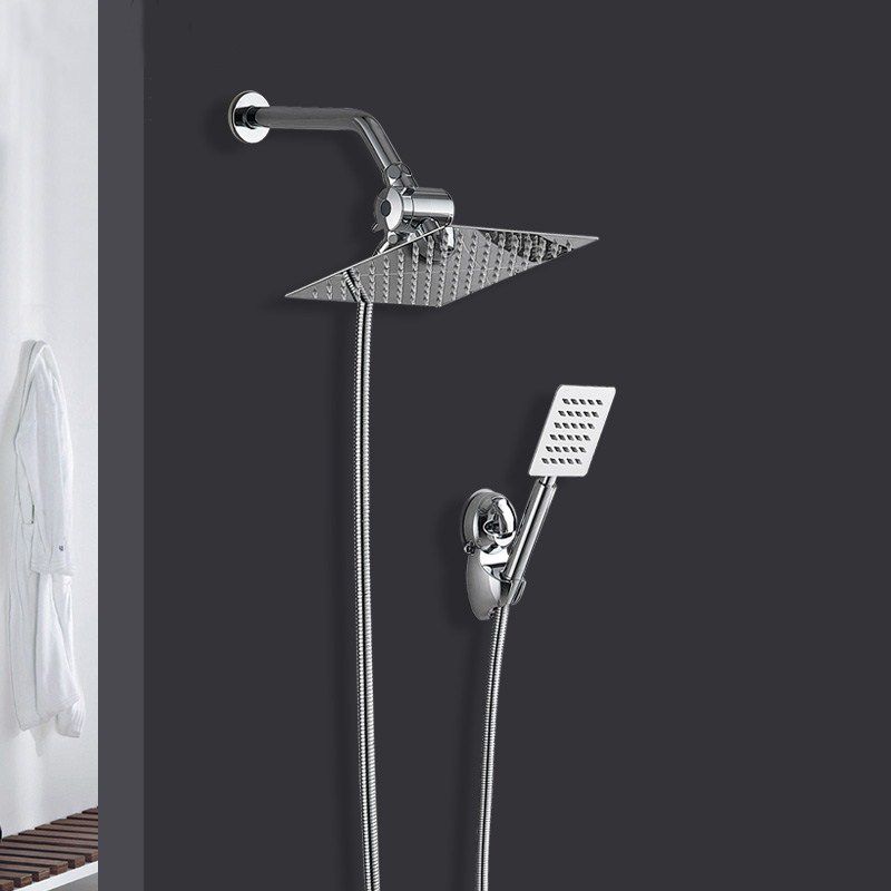 Avtoit | Silver Square Double Shower Head Modern Water Filtration Wall-Mounted Shower Head