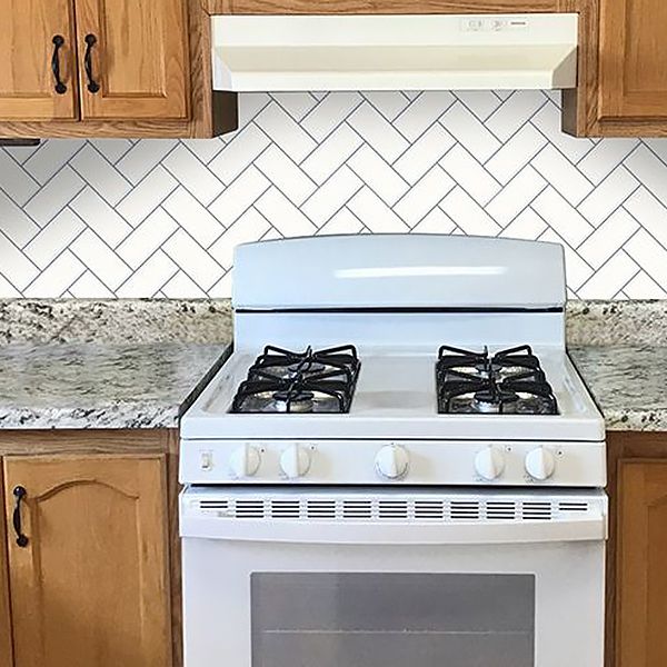 Avtoit | Square Peel & Stick Mosaic Tile Herringbone Peel and Stick Wall Tile