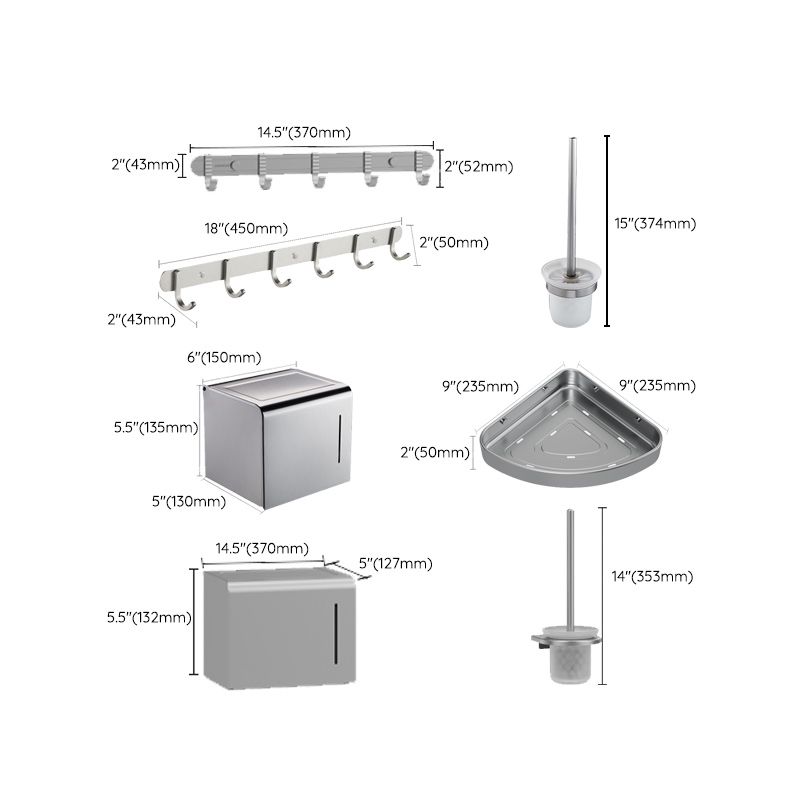Avtoit | 7-piece Bathroom Accessory Set Modern Aluminum Bathroom Set in Silver