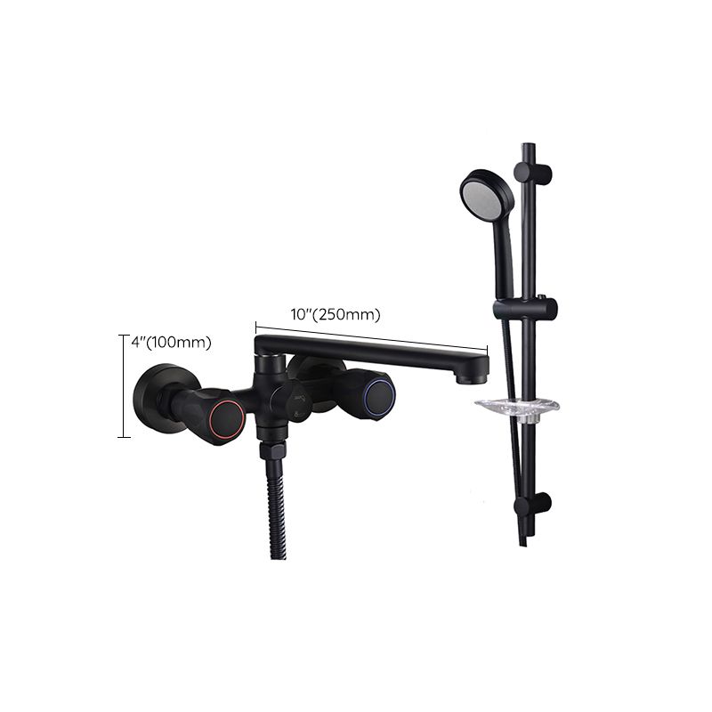 Avtoit | Modern Bathtub Faucet Trim Black Wall Mounted Swivel Spout with Hand Shower