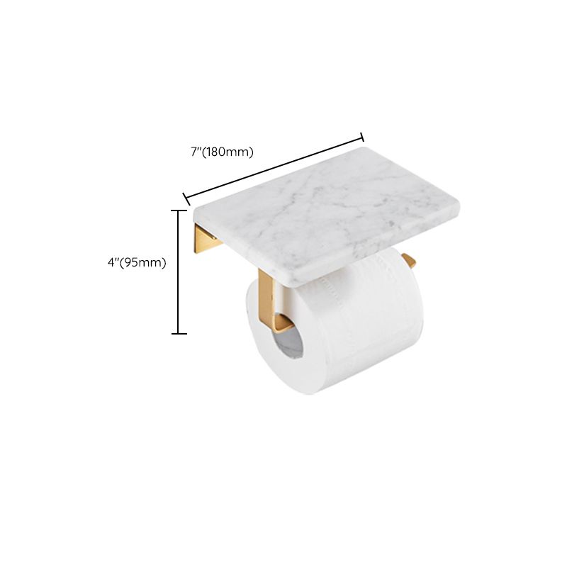 Avtoit | Brushed Brass Bathroom Accessory Set Metal & Marble Bathroom Hardware Set with Bathtub Shelf