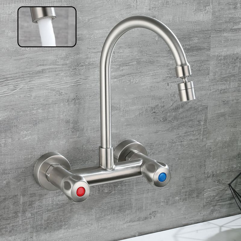 Avtoit | Round 2-Handle Bathroom Faucet Single Hole Wall Mounted Bathroom Faucet