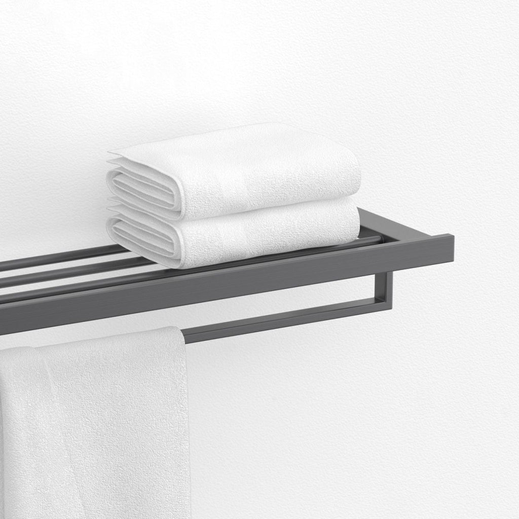Avtoit | Gray contemporary bathroom accessory set Brushed gray bath shelf/toilet paper holder/towel bar