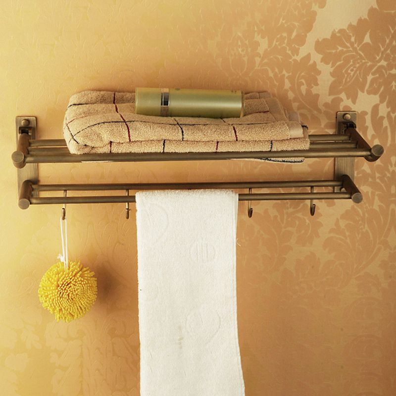 Avtoit | Worn Brass Traditional Bathroom Set with Bath Shelf/Paper Holder & Towel Bar