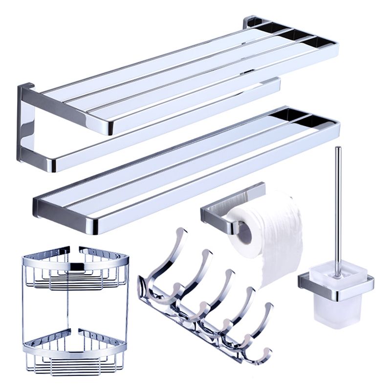 Avtoit | Chrome brass modern bathroom accessory set with towel bar/ ring/ paper holder & bathrobe hook