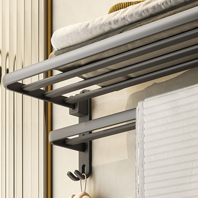 Avtoit | Contemporary Bathroom Accessory Set Gray Aluminum Bathroom Shelf/Towel Rack/Bathtub Hook