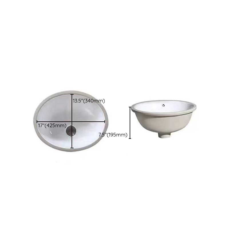 Avtoit | Modern Under-Mount Sink Oval Porcelain with Pop-Up Drain Sink