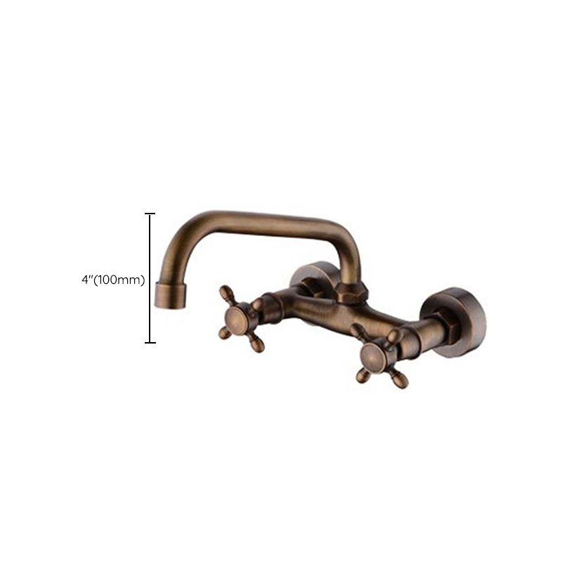 Avtoit | Industrial Bathtub Outlet Trim Wall Mounted Full Copper Dual Cross Handle Low Arc Bathtub Faucet