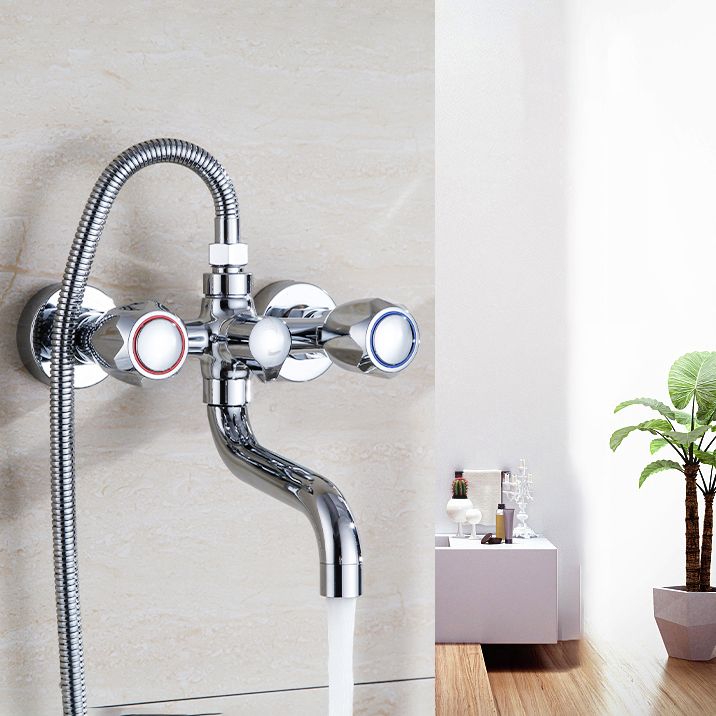 Avtoit | Chrome Bathroom Faucet Trim Wall-mounted Swing Faucet with Hand Shower