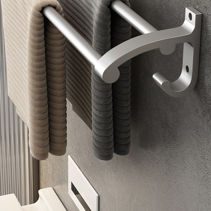 Avtoit | Contemporary Silver Metal Bathroom Fixture Set with Triangle Bathroom Shelf