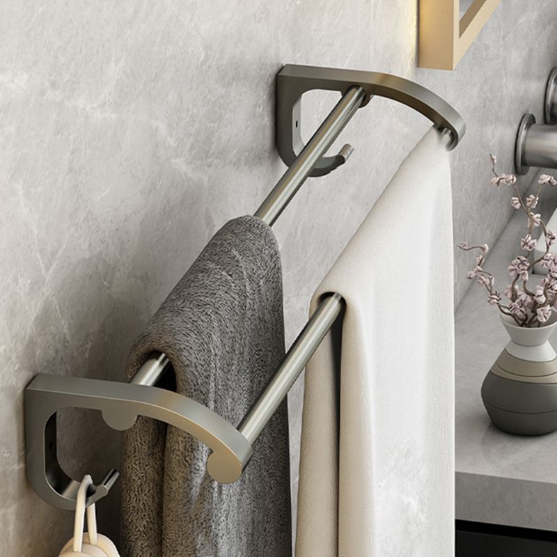 Avtoit | Modernism Aluminum Bathroom Accessories Set Gray Metal Bathroom Set with Towel Holder/Bath Shelf