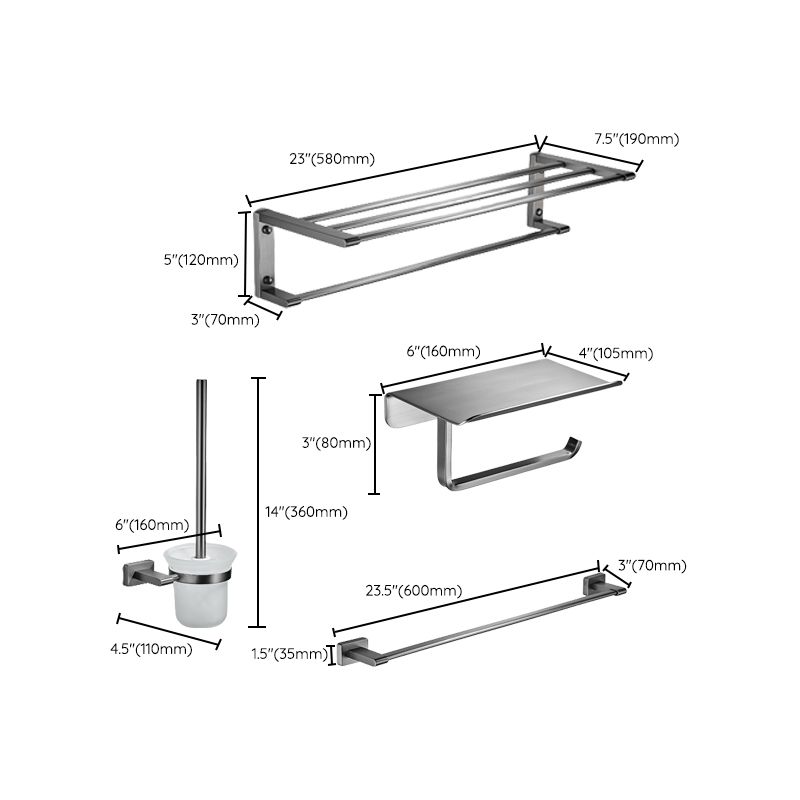 Avtoit | Matte Gray Bathroom Set Metal Bathroom Accessories Hardware Set