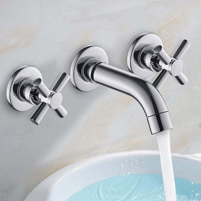 Avtoit | Modern bathroom faucet wall-mounted cross handles low arc faucet