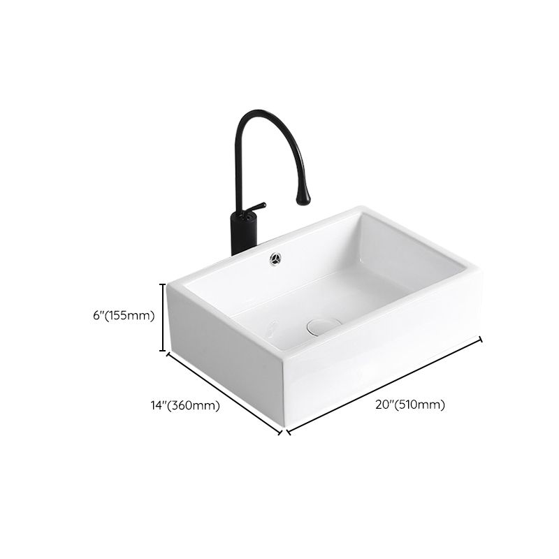 Avtoit | Modern Vessel Sink Porcelain Rectangular Vessel Sink (Not Including Faucet)