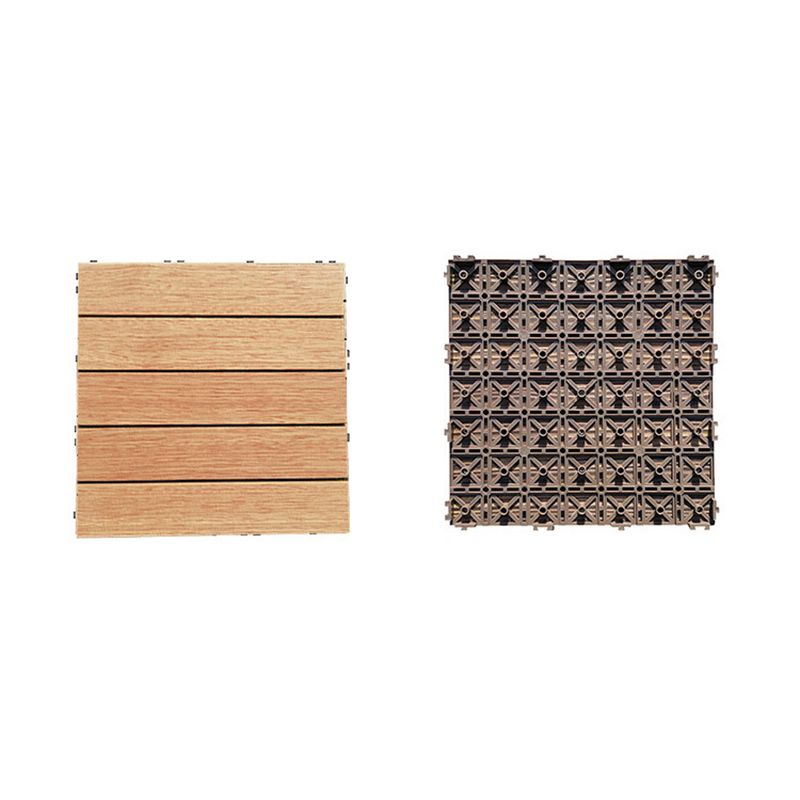 Avtoit | Teak-Finish 5-Slat Square Wooden Floor Tiles Connection Garden Tiles