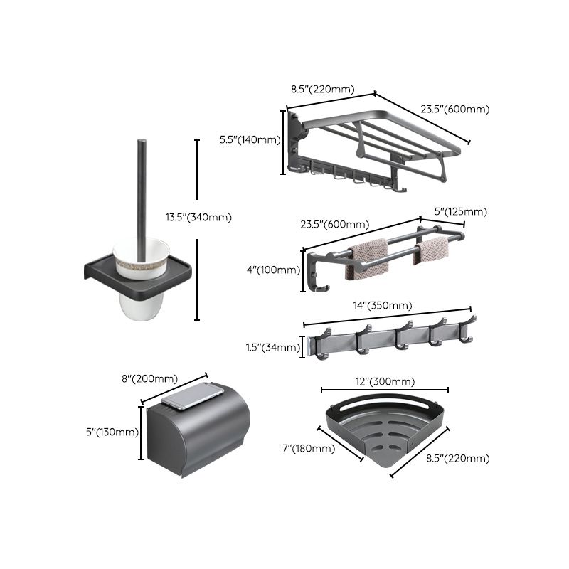 Avtoit | Contemporary Gray Bathroom Hardware Set Bathroom Shelf/Towel Bar Including Bathroom Set
