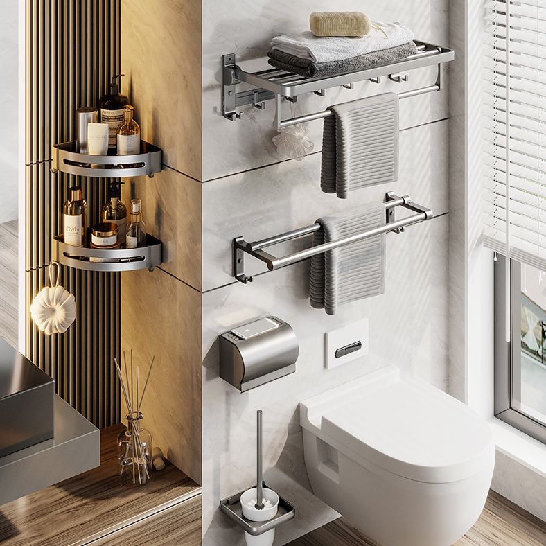 Avtoit | Gray Aluminum Bathroom Accessory Set Contemporary Bathroom Shelf