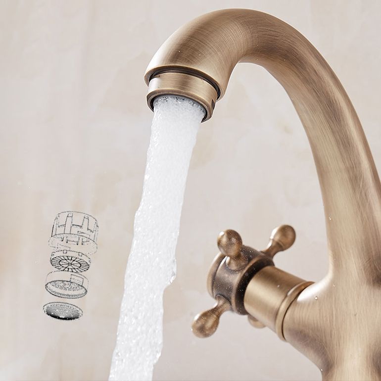 Avtoit | Glam Vanity Sink Faucet Brass Cross Handles Low Arc Basin Faucet