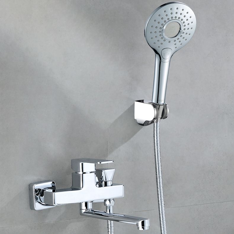 Avtoit | Wall Mounted Bathtub Faucet Trim Polished Chrome Swivel Spout with Hand Shower