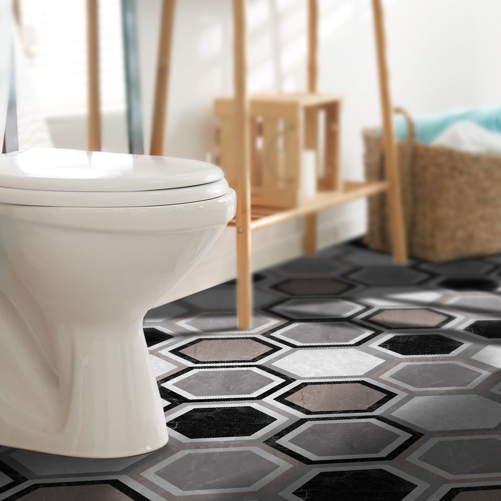 Avtoit | Peel & Stick Vinyl Floor Mat Dark Vinyl Floor with Brick Look