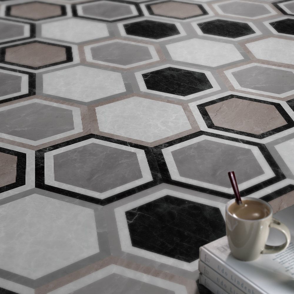 Avtoit | Peel & Stick Vinyl Floor Mat Dark Vinyl Floor with Brick Look