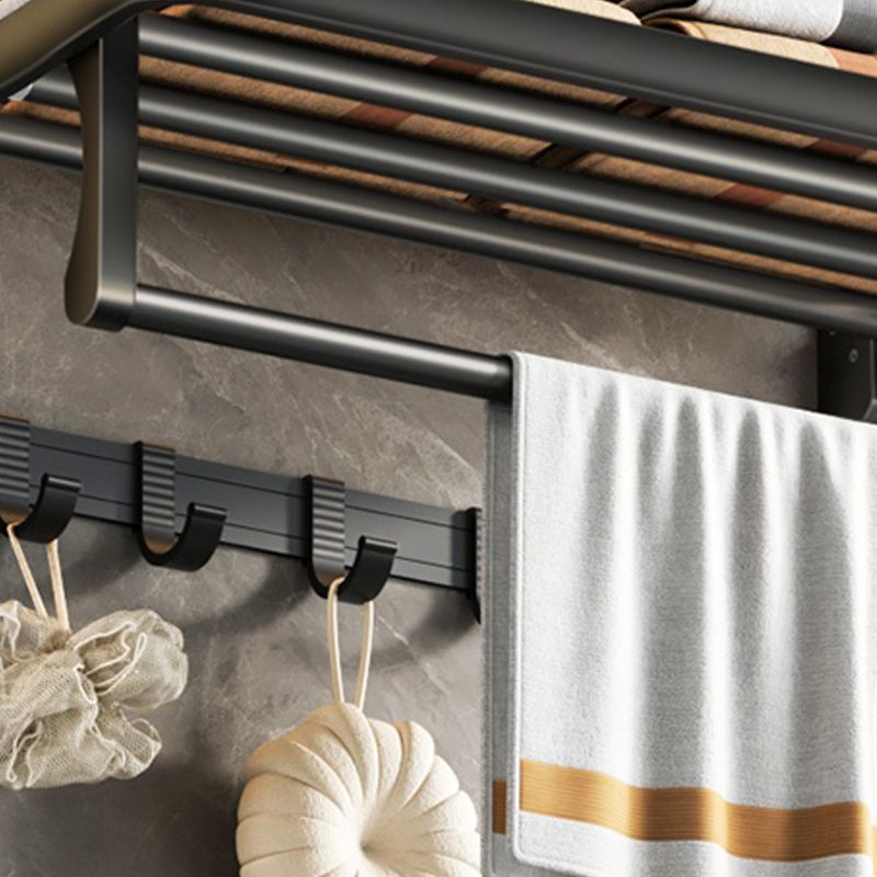 Avtoit | Contemporary bathroom accessory set with black finish and bath shelf/towel bar