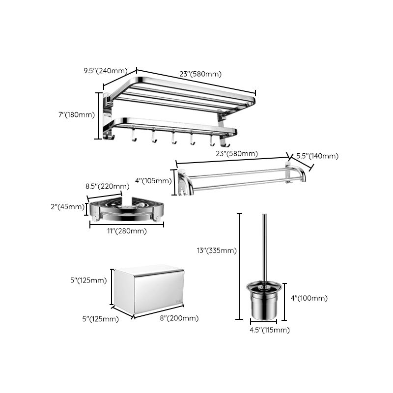 Avtoit | Silver/Black Bathroom Hardware Set Modern Bathroom Accessories Hardware Set