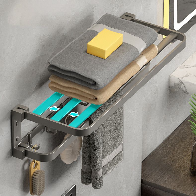 Avtoit | Modern Gray Bathroom Accessories Set Aluminum Stainless Steel Bathroom Shelf/Towel Hooks/Towel Bar