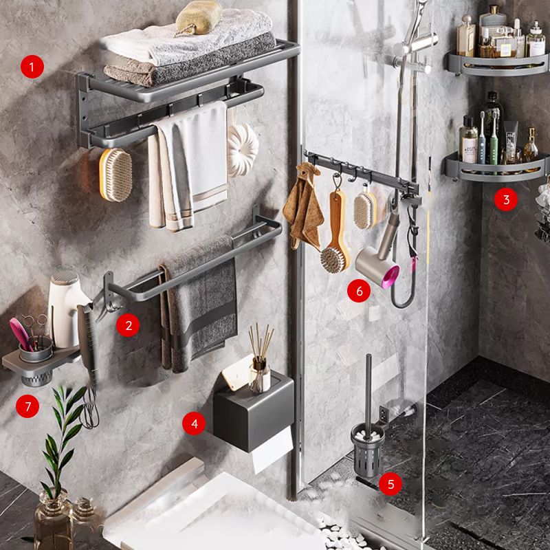 Avtoit | Modern Bathroom Accessories Hardware Set Gray Towel Bar Bathroom Shelf Bathroom Hardware Set