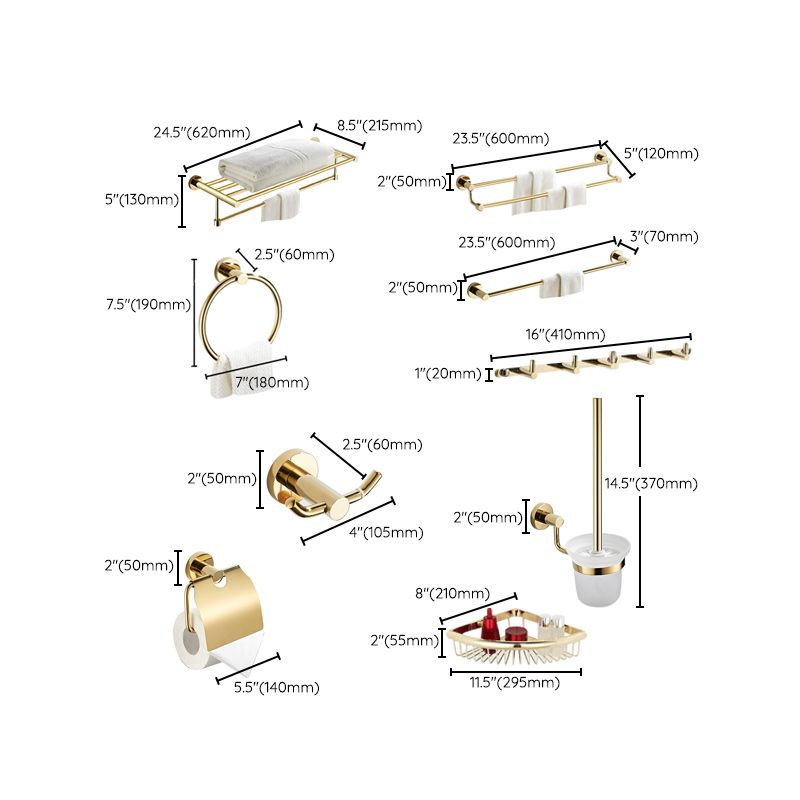 Avtoit | 4 Pieces Traditional Bathroom Accessory Set Brass Bathroom Set in Matte Gold
